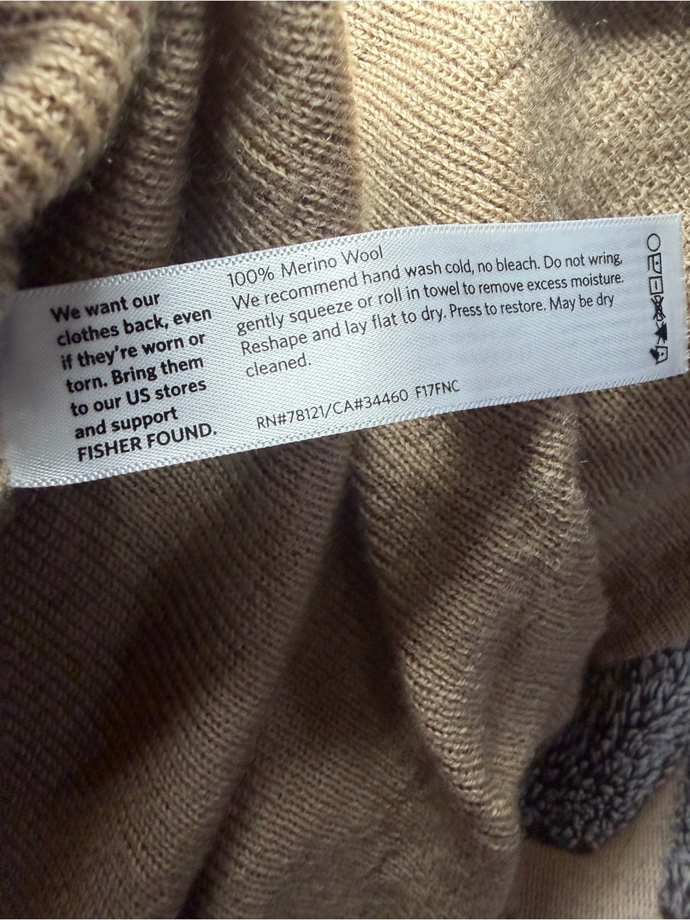 Eileen Fisher Merino Wool Asymmetrical Knit Sweater Beige Side Slit XL - Picture 7 of 7